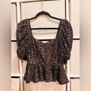 Amanda Uprichard Black Sequin Scoop Neck Dress